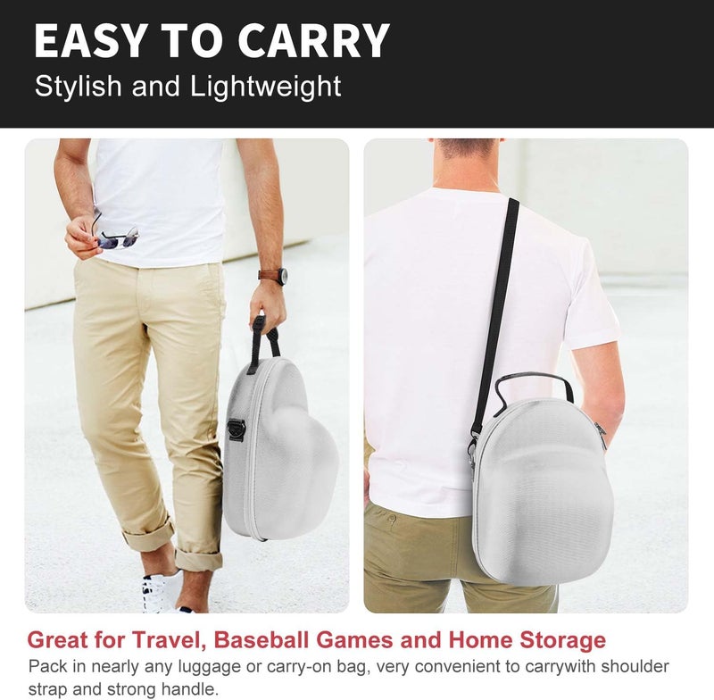 Livelab حافظة قبعات السفر، حافظة صلبة لقبعات البيسبول، تخزين القبعات للسفر مع مقبض حمل وحزام كتف، منظم قبعات يحمي حتى 6 قبعات - رمادي - Image 5